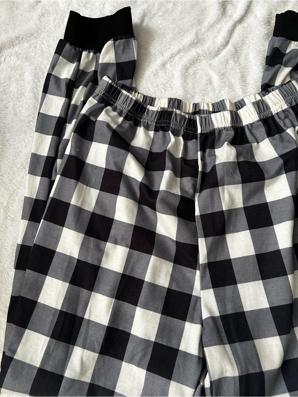 Men's Black & Plaid Joggers with Rib Cuffs